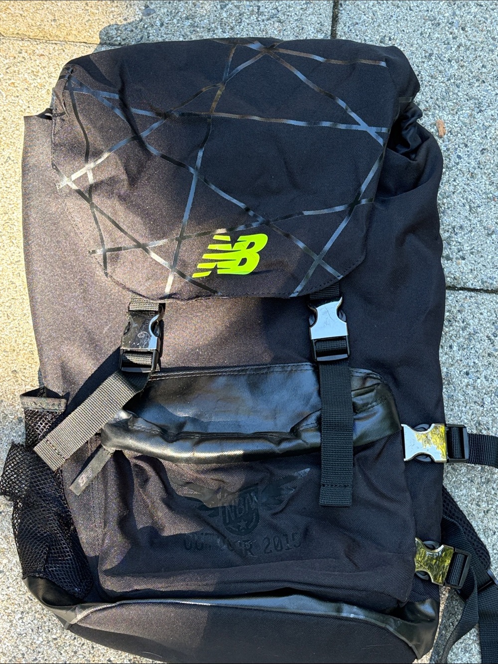 New Balance Outdoor Nationals 2015 Black Backpack with Neon Green Logo